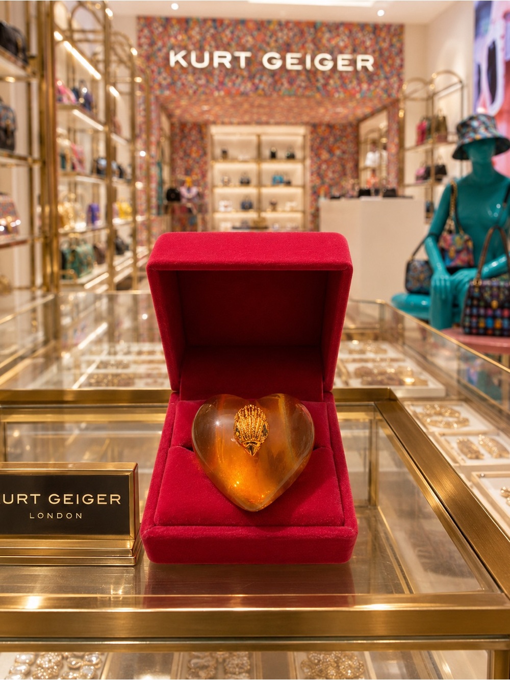 Kurt Geiger Amber Heart Ring in Gold-Tone S/M